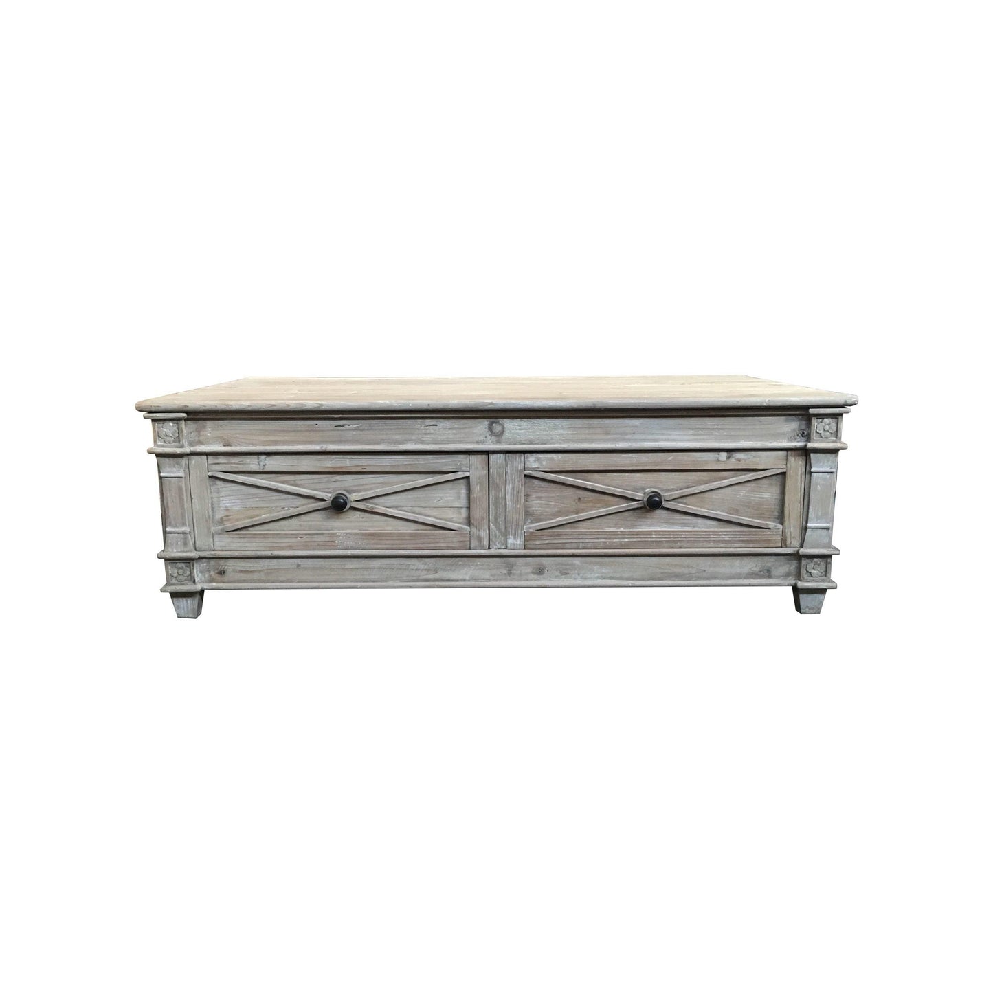 PROVENZ RECYCLED ELM RUSTIC 4 DRAWERS COFFEE TABLE - MyChocolateWood