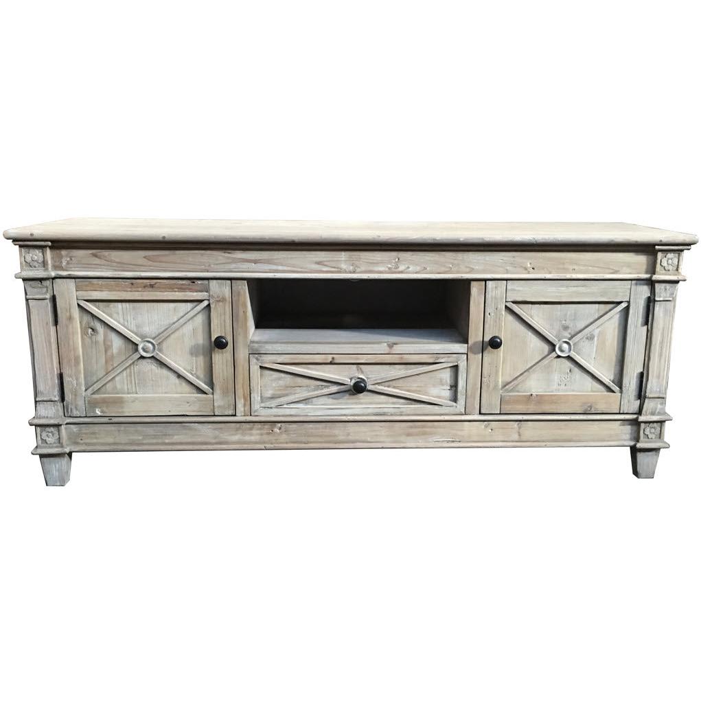 PROVENZ RECYCLED ELM RUSTIC 2-DOORS & 1 DRAWER TV UNIT 140CM