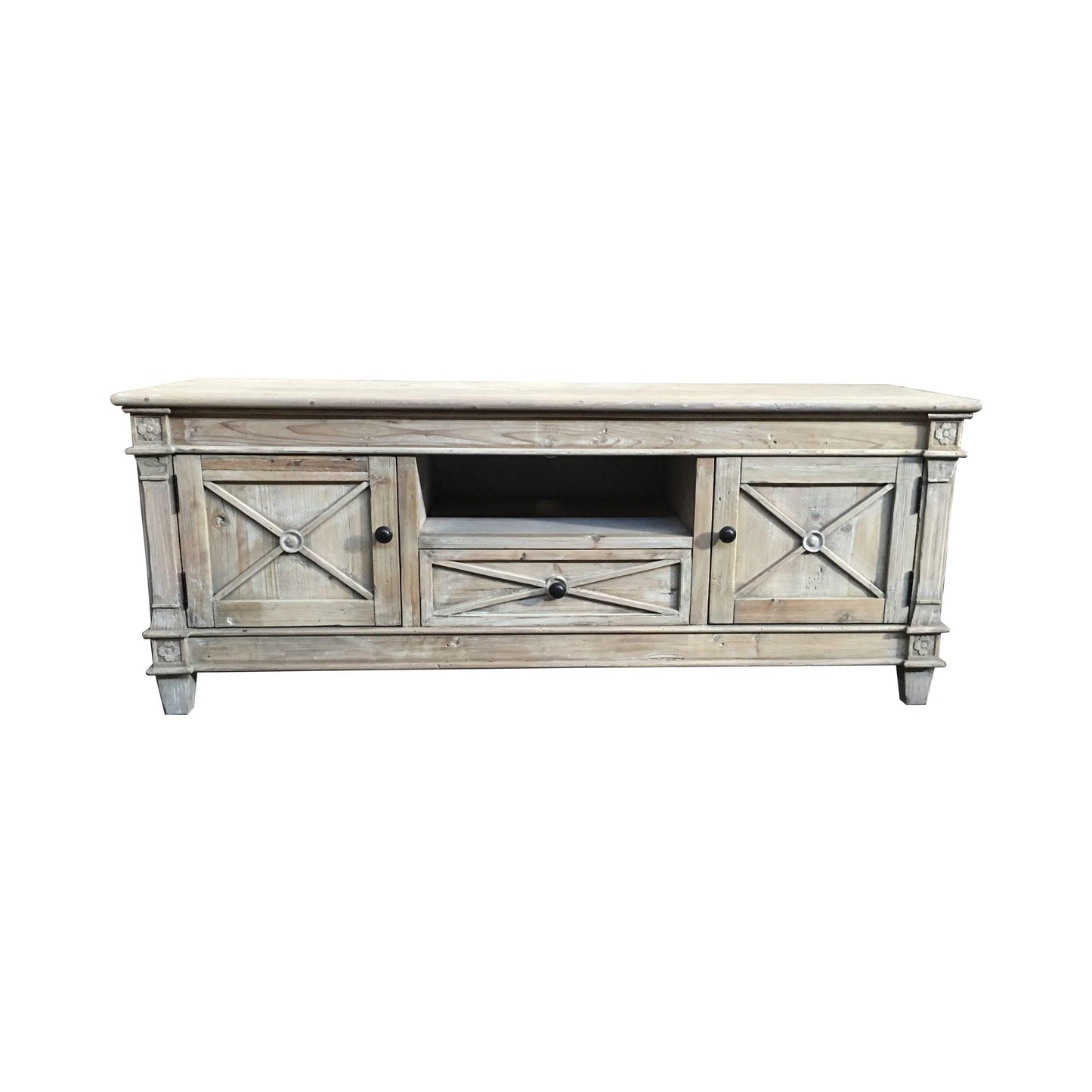 PROVENZ RECYCLED ELM RUSTIC 2-DOORS & 1 DRAWER TV UNIT 140CM