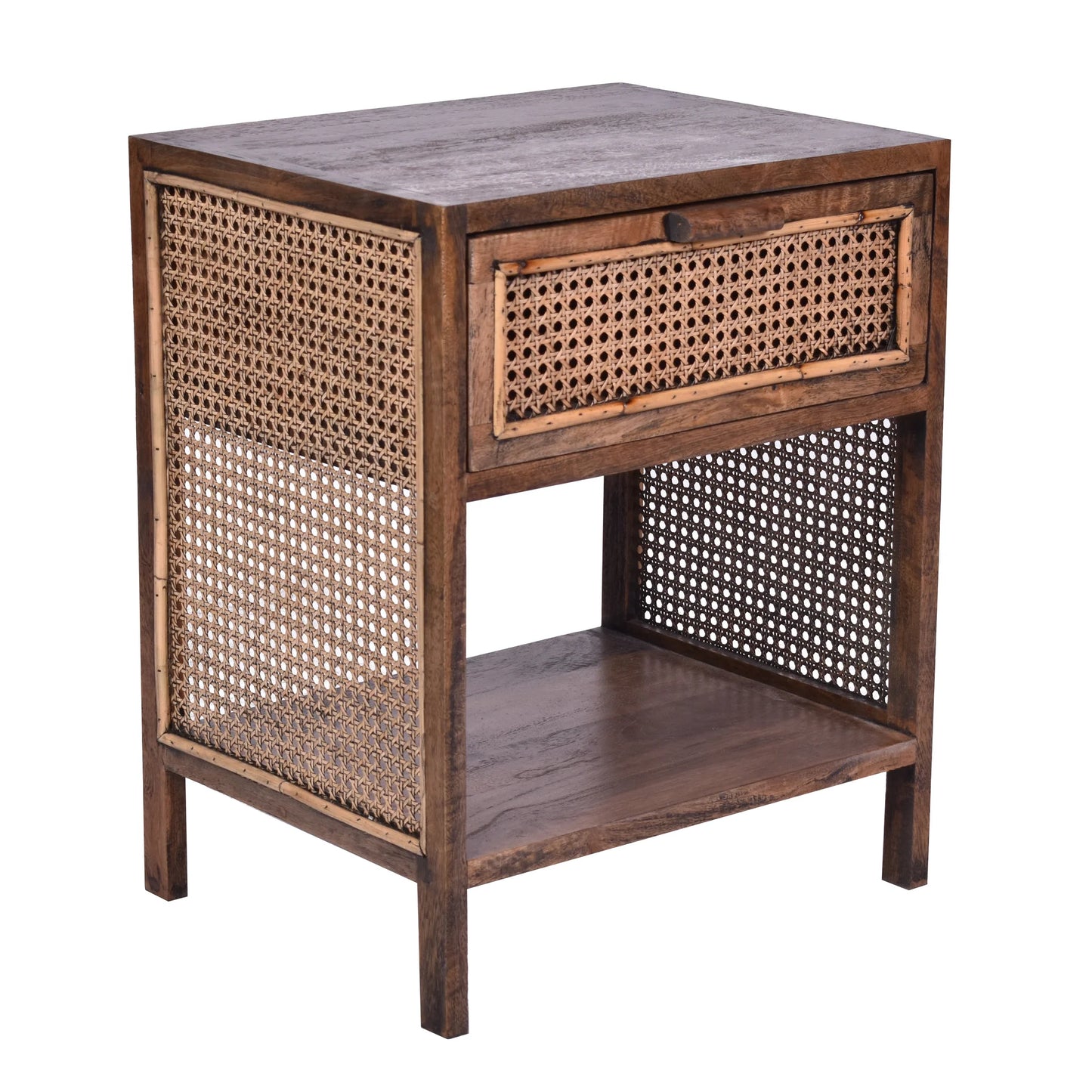 ELDRIDGE MINDI WOOD 1 DRAW BEDSIDE TABLE IN HONEY BROWN