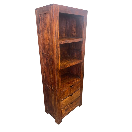 SOLID BENATO INDIAN ROSEWOOD 3 DRAWERS & 3 SHELVES BOOKCASE - FLOOR STOCK CLEARANCE