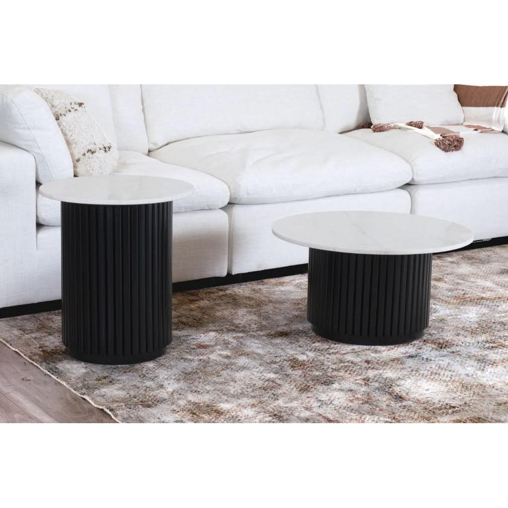 LUZON ROUND MARBLE TOP COFFEE TABLE BLACK/WHITE