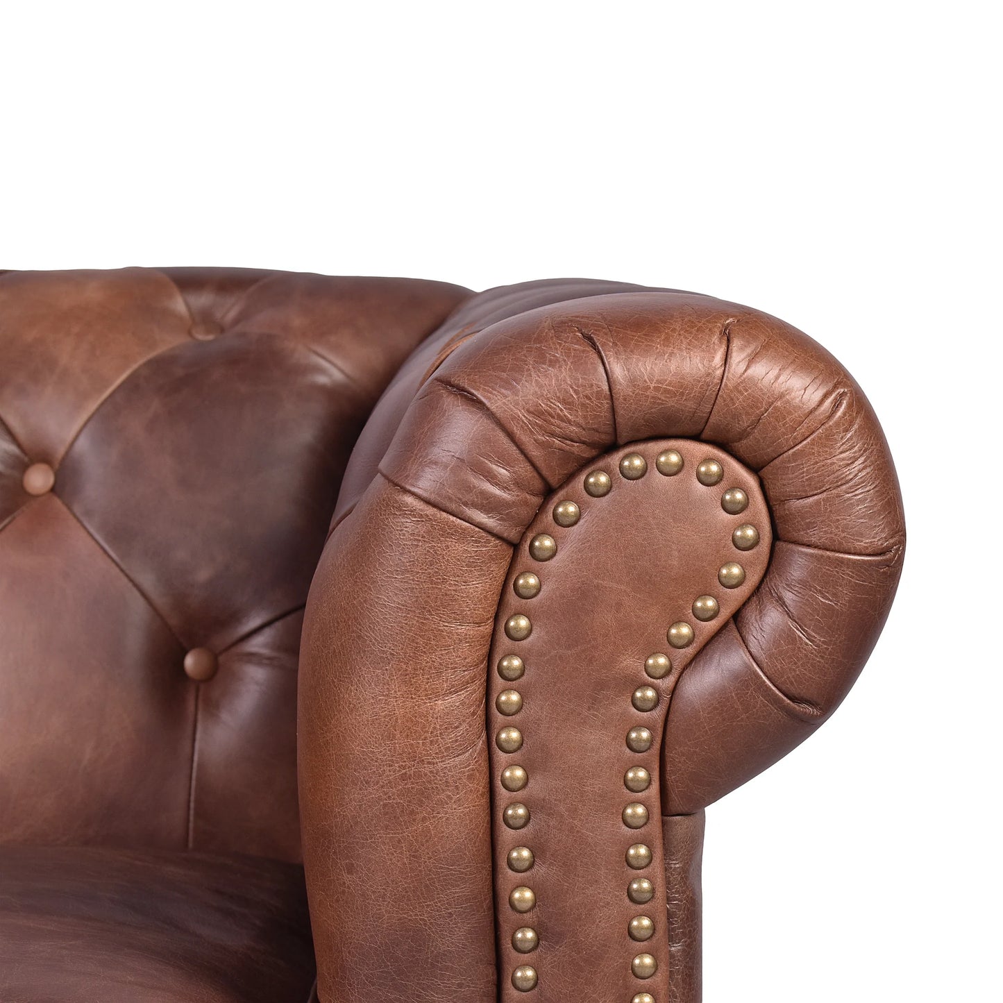 ELAINE AGED LEATHER ARMCHAIR IN DISTRESSED BROWN