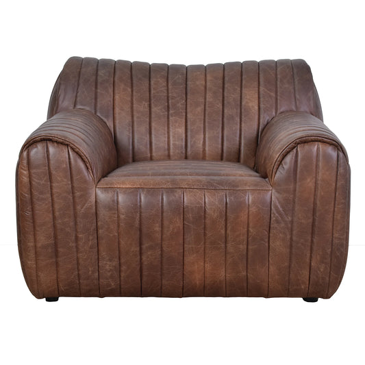 LOFT ARMCHAIR IN DISTRESSED BROWN LEATHER - MyChocolateWood
