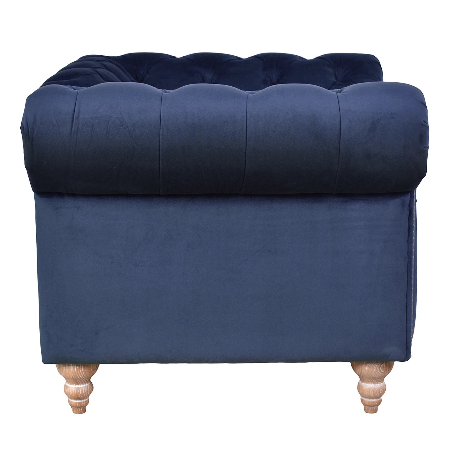 GOTCHA CHESTERFIELD ARMCHAIR IN NAVY VELVET - MyChocolateWood