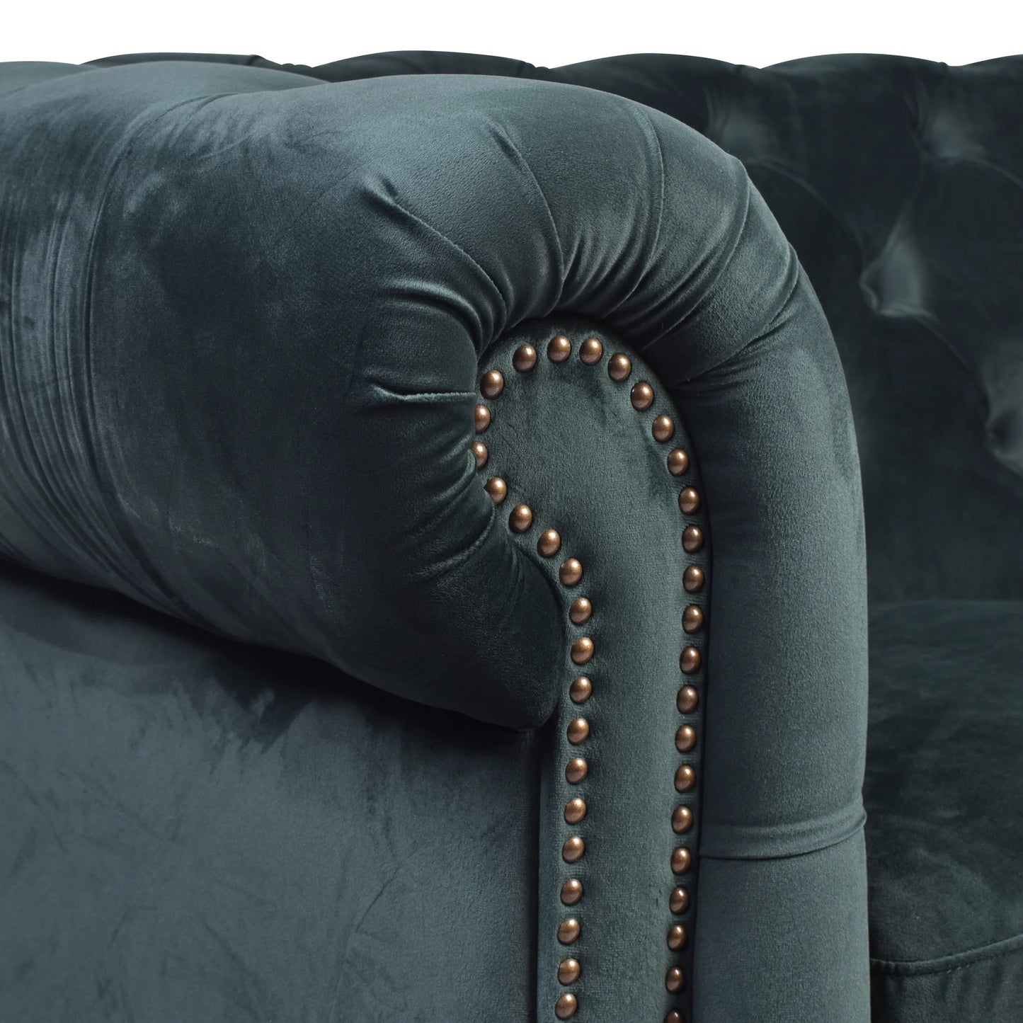 GOTCHA 2-SEATER CHESTERFIELD SOFA IN GREEN VELVET - MyChocolateWood