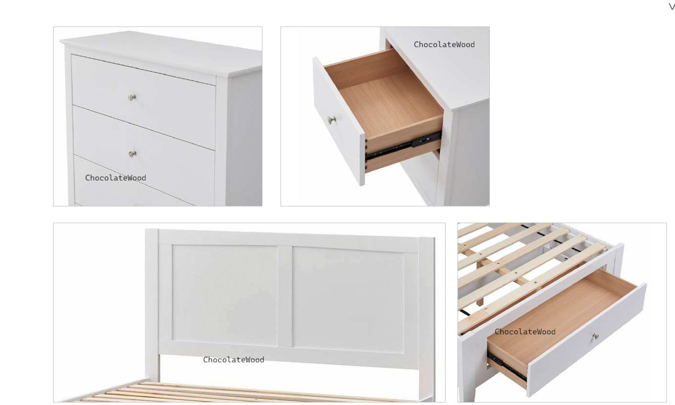 SELENE RUBBERWOOD 4-DRAWER TALLBOY 4-DRAWER CHEST OF DRAWERS WHITE