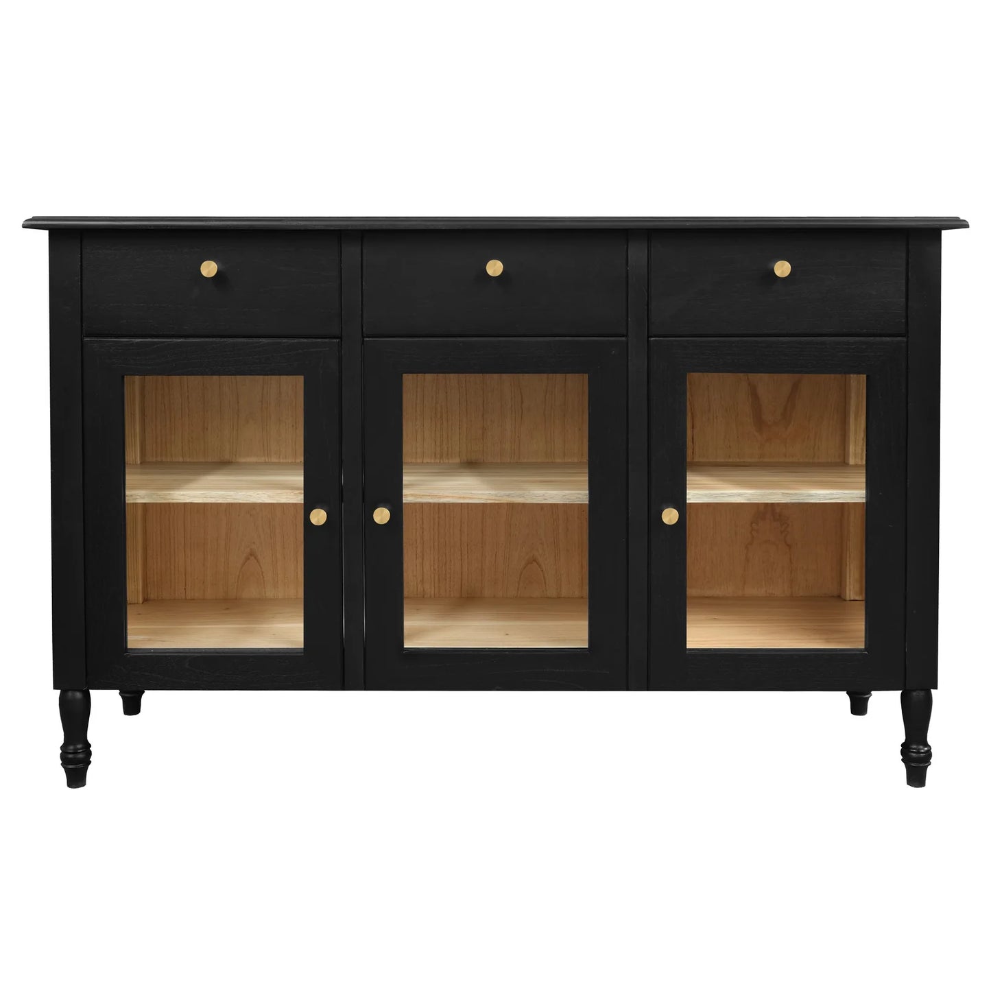 WINSTON SOLID WHITE CEDAR BUFFET/SIDEBOARD 3 DOORS & 3 DRAWERS - BLACK 140CM