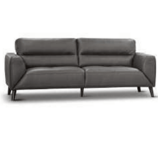 LOUANNE 3-SEATER REAL LEATHER SOFA SETTEE COUCH GUNMETAL - MyChocolateWood