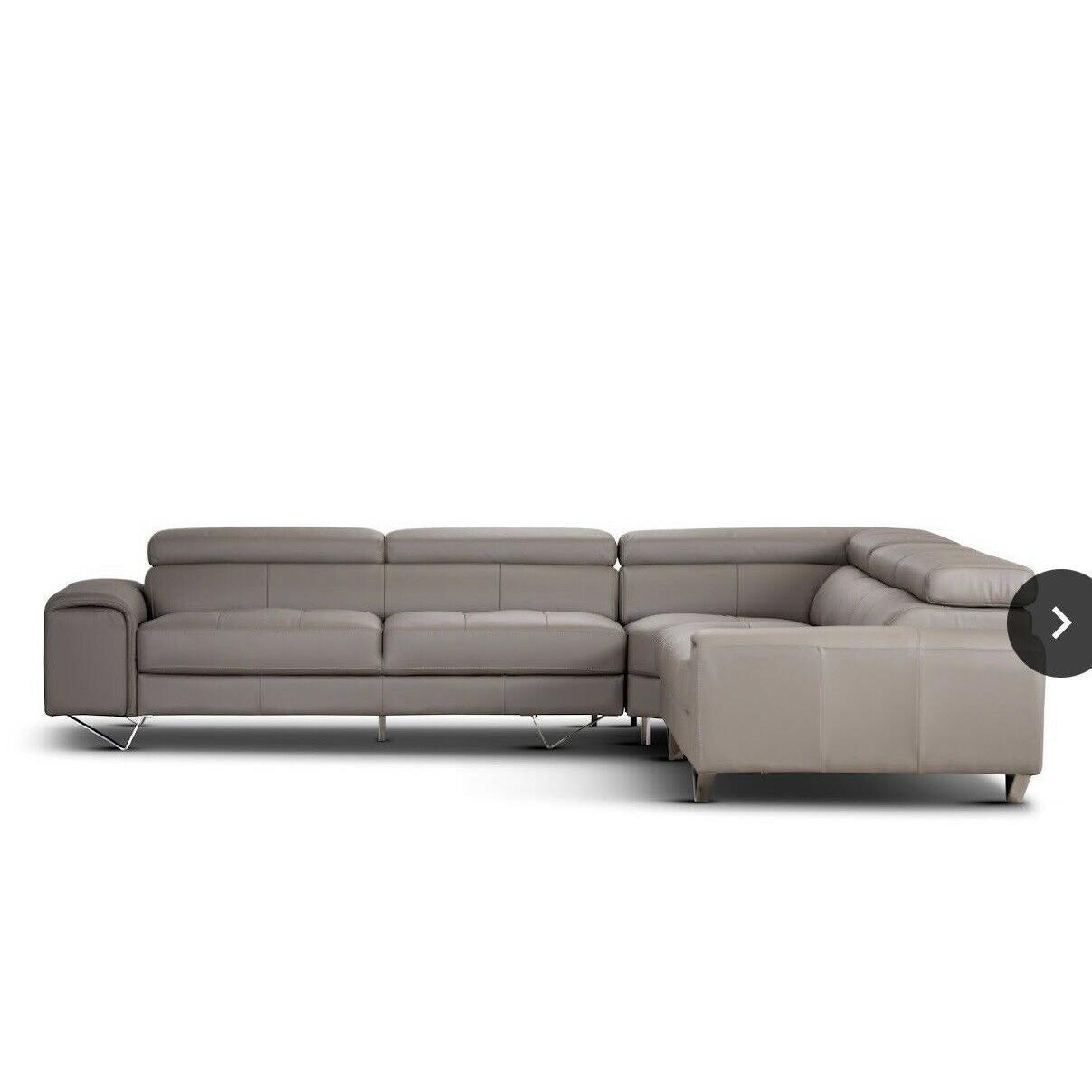 BELLAGIO GENUINE LEATHER 3-SEATER CONTEMPORARY SOFA + LEFT HAND CHAISE SAND