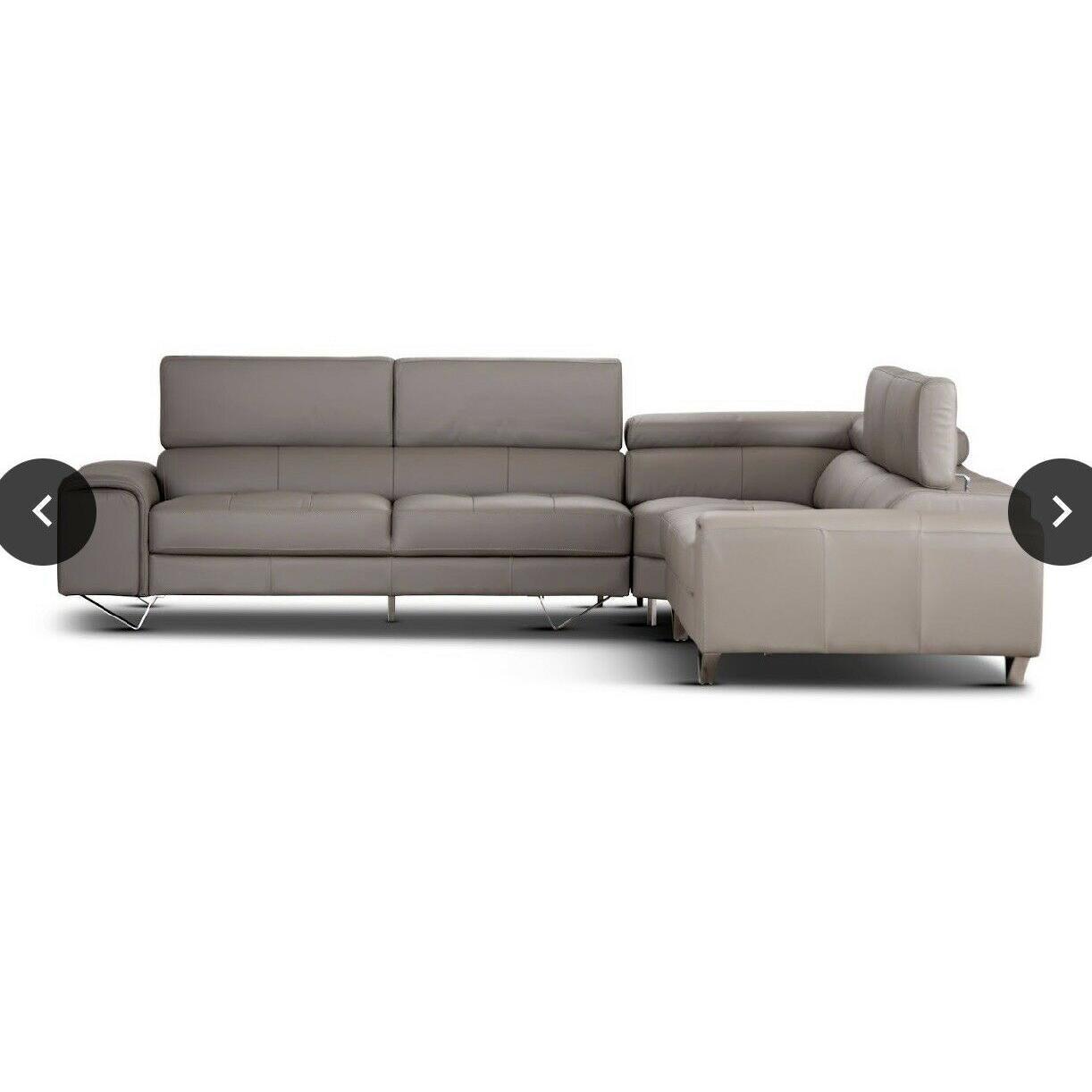 BELLAGIO GENUINE LEATHER 3-SEATER CONTEMPORARY SOFA + LEFT HAND CHAISE SAND