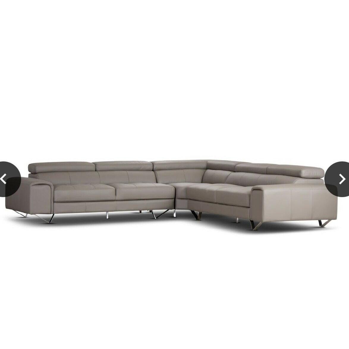 BELLAGIO GENUINE LEATHER 3-SEATER CONTEMPORARY SOFA + LEFT HAND CHAISE SAND