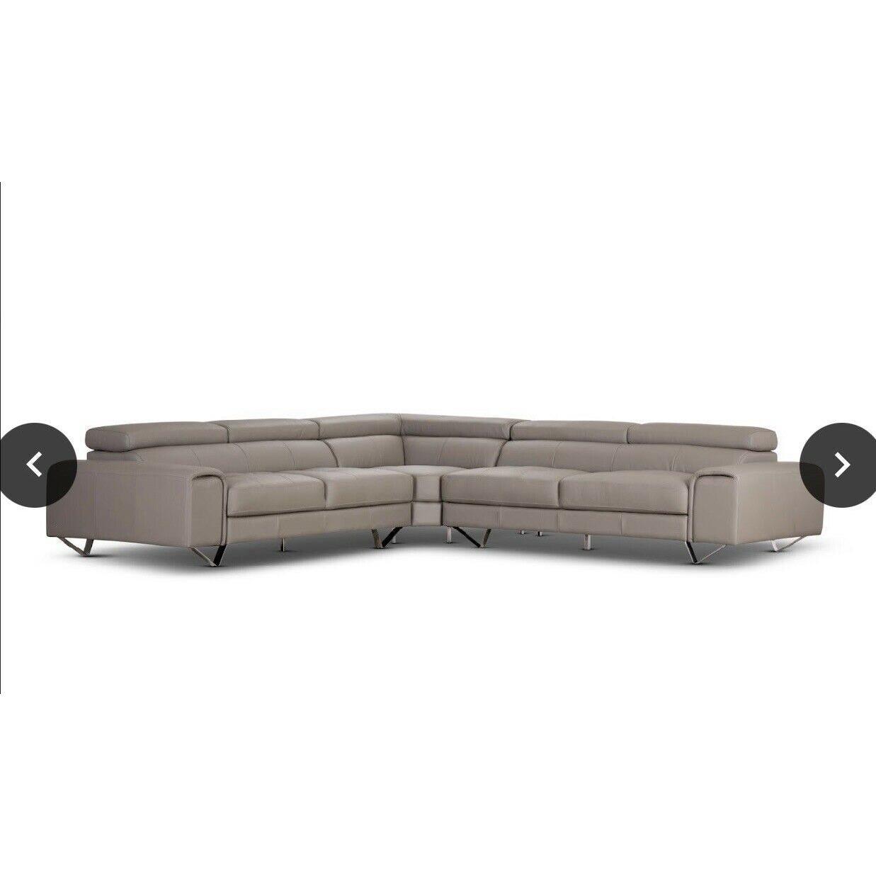 BELLAGIO GENUINE LEATHER 3-SEATER CONTEMPORARY SOFA + LEFT HAND CHAISE SAND