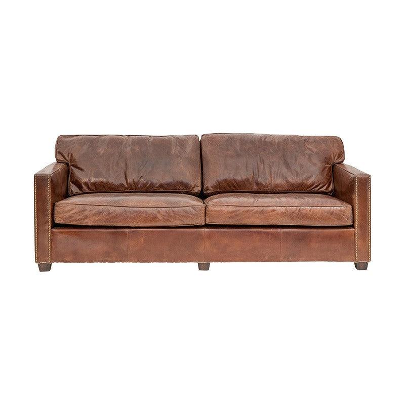 ROXIE AGED LEATHER 3 SEATER SOFA - ITALIAN TOP GRAIN LEATHER - MyChocolateWood
