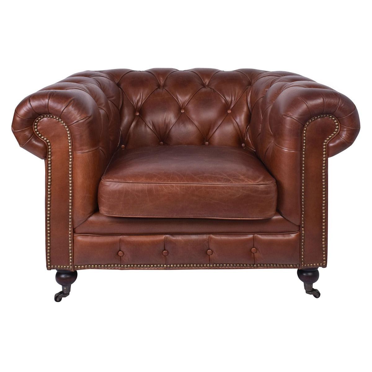 RIMINI HAMPTON COURT AGED LEATHER ARMCHAIR