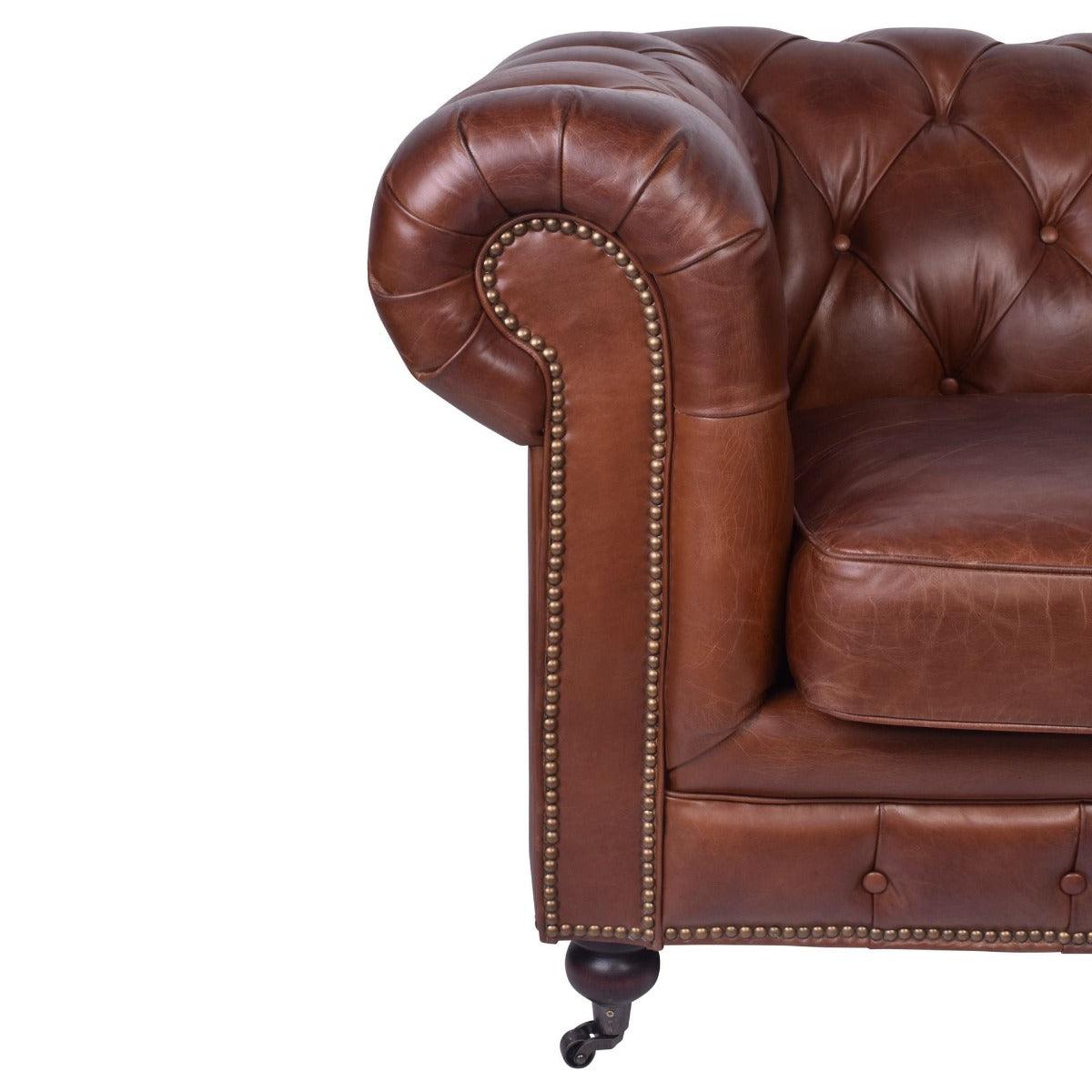 RIMINI HAMPTON COURT AGED LEATHER ARMCHAIR