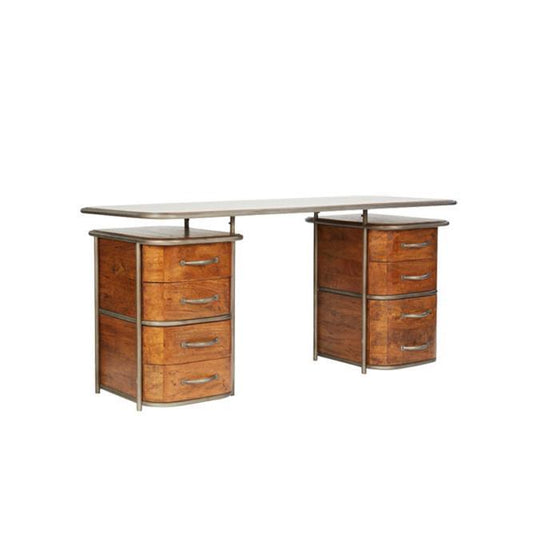 ARTURO SOLID FRUITWOOD/STEEL HOME OFFICE DESK WRITING DESK ART DECO STYLE - MyChocolateWood