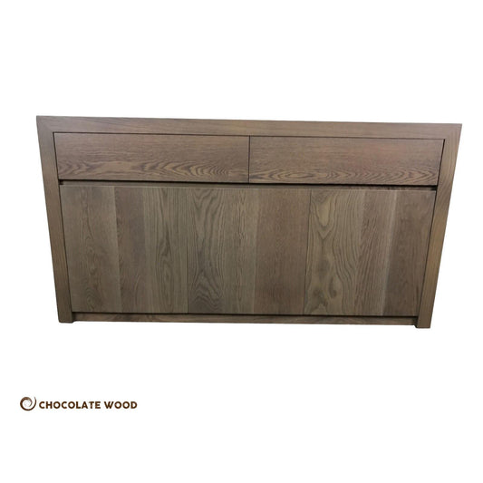 MARRON SOLID EUROPEAN OAK BUFFET/SIDEBOARD 3 DOORS 2 DRAWERS IN GREYWASH - MyChocolateWood