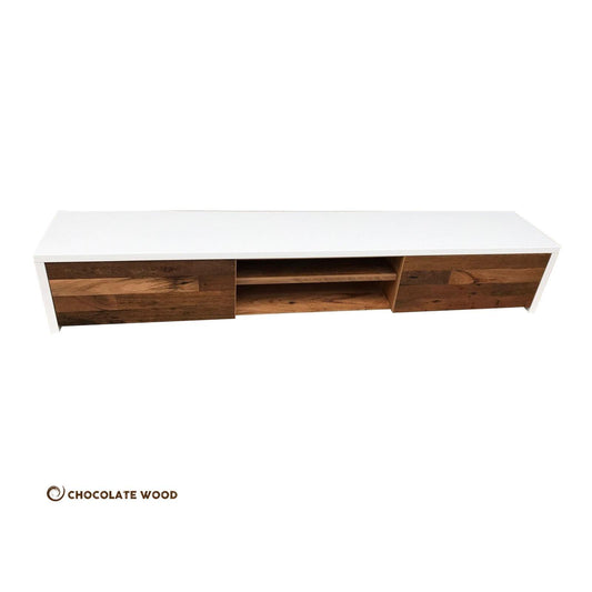 JESSICA LOWLINE TV/ENTERTAINMENT UNIT ETU IN POLYURETHANE & RECYCLED HARDWOOD AUSTRALIAN CUSTOM MADE - MyChocolateWood