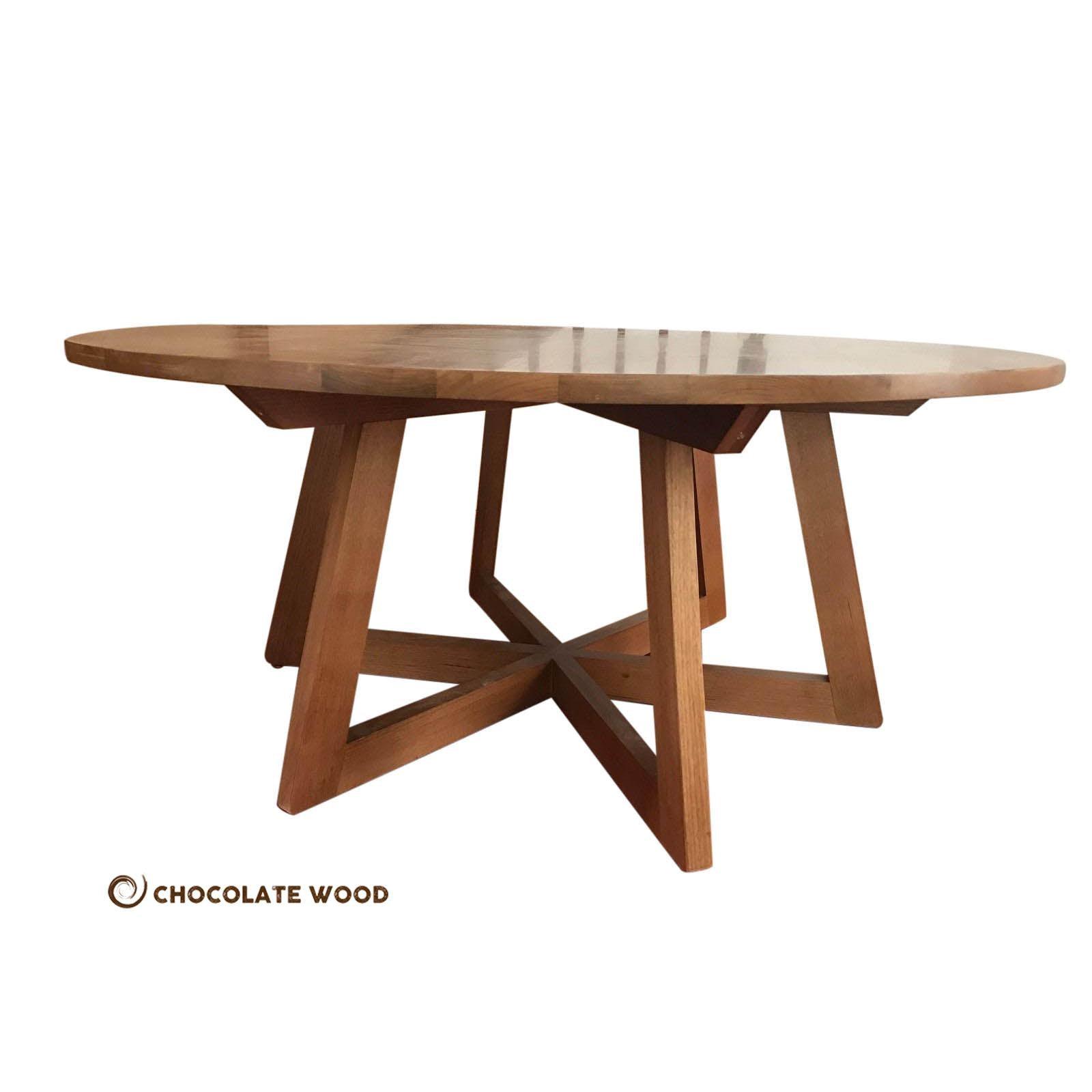 TORRENT ROUND DINING TABLE IN SOLID TASSIE OAK 180CM - CUSTOM MADE - MyChocolateWood