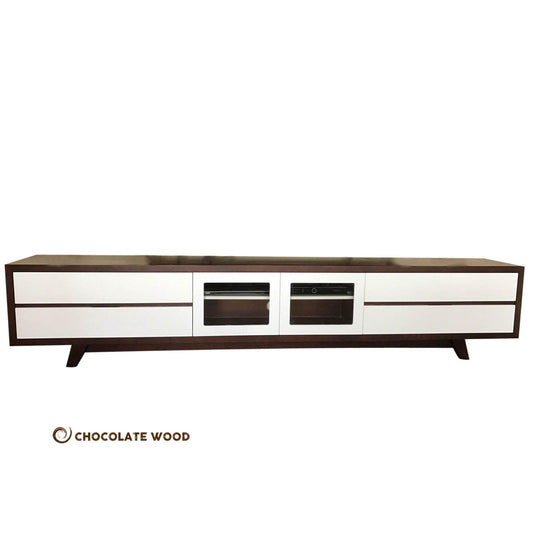 COPENHAGEN LOWLINE/TV/ENTERTAINMENT UNIT 4 DRAWERS 2 DOORS IN SOLID TASSIE OAK AUSTRALIAN CUSTOM MADE - MyChocolateWood