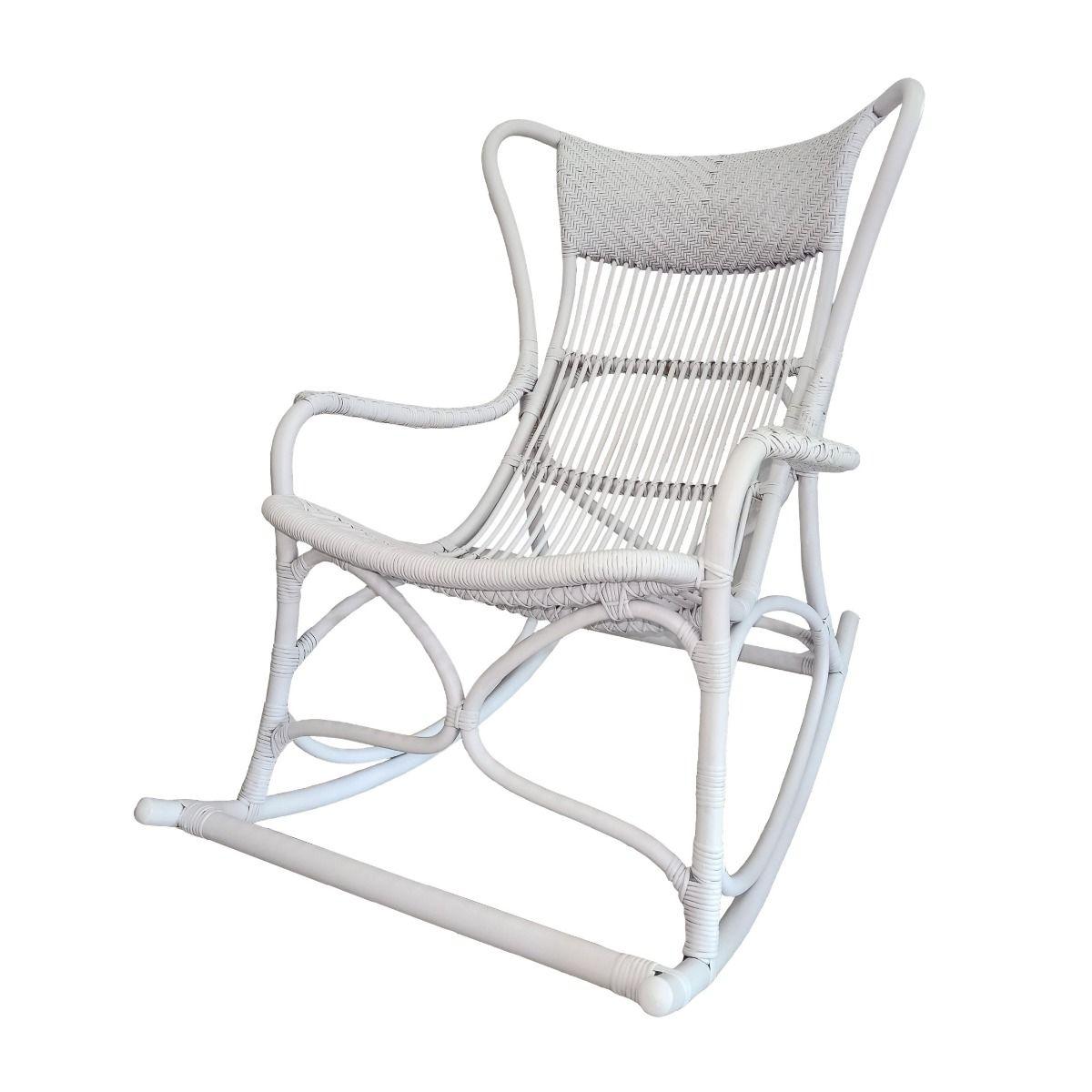 MARIO HAMPTONS RATTAN ROCKING CHAIR IN SOLID WHITE - MyChocolateWood