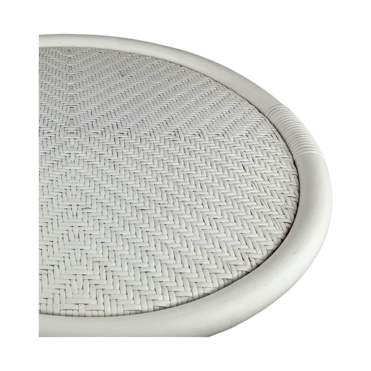 MARIO WHITE RATTAN SIDE TABLE - WHITE - MyChocolateWood