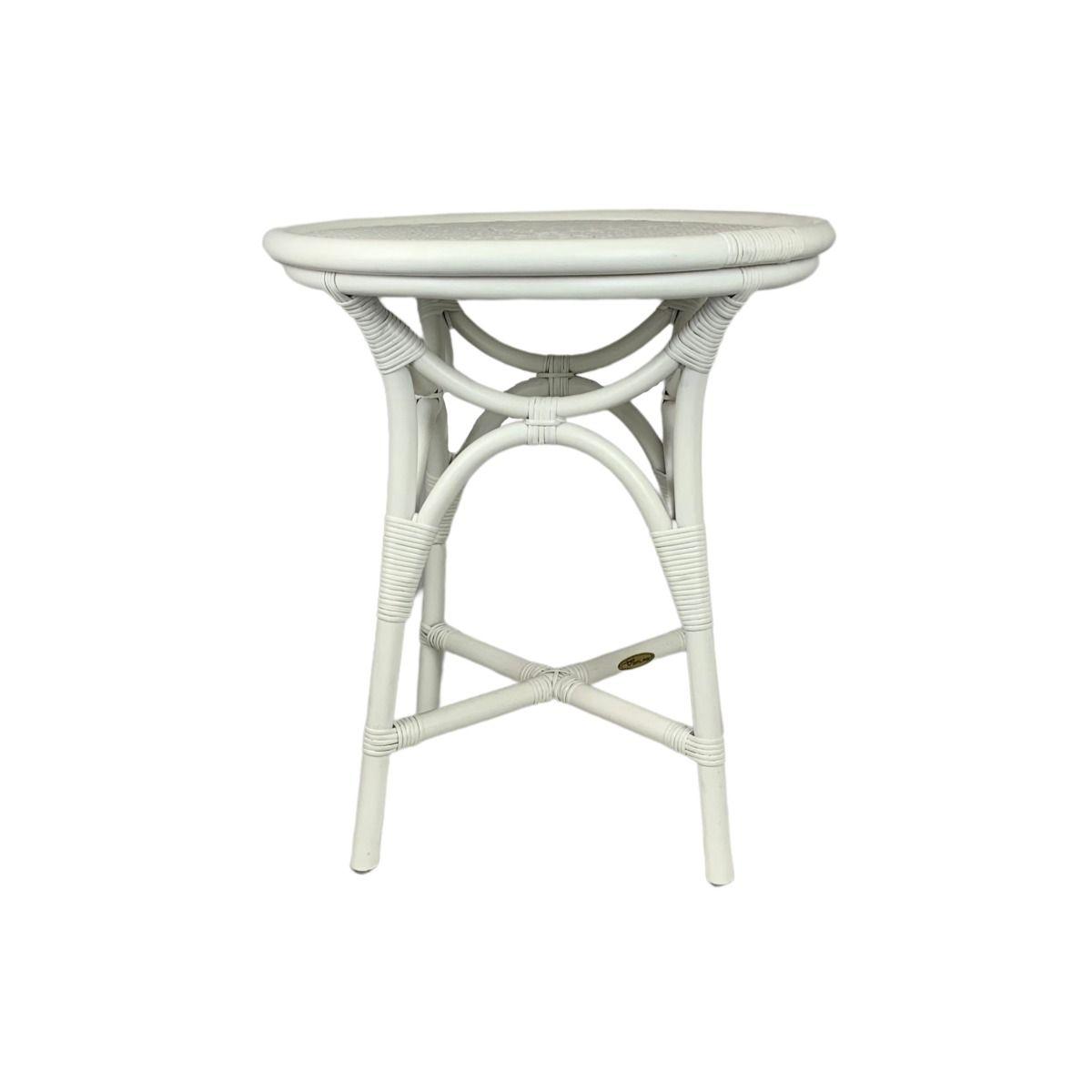 MARIO WHITE RATTAN SIDE TABLE - WHITE - MyChocolateWood