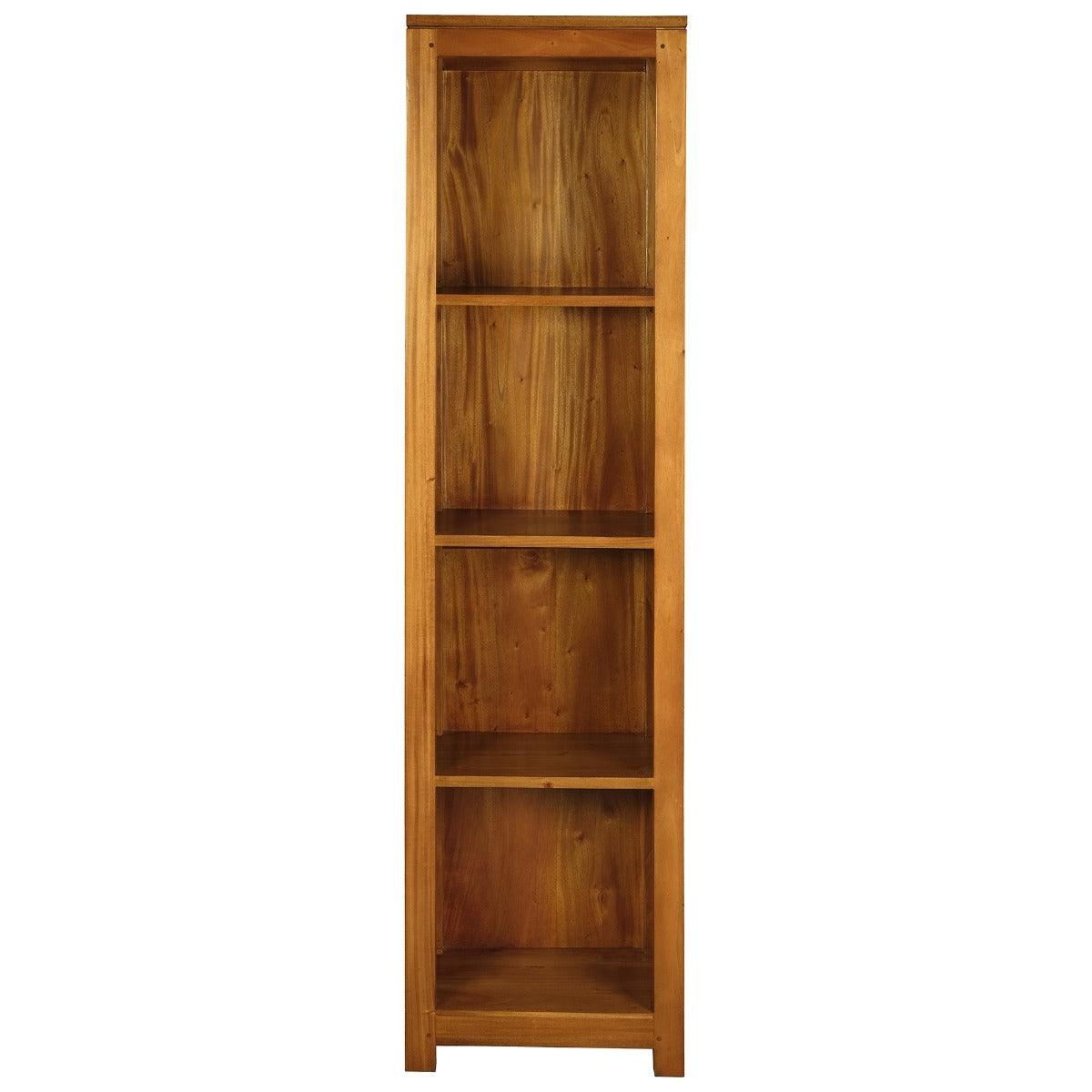 TANAKA SOLID MAHOGANY NARROW BOOKCASE IN LIGHT PECAN FINISH - MyChocolateWood