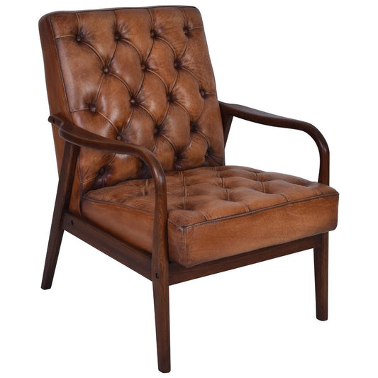 THEODORE VINTAGE LEATHER ARMCHAIR IN TOFFEE - MyChocolateWood