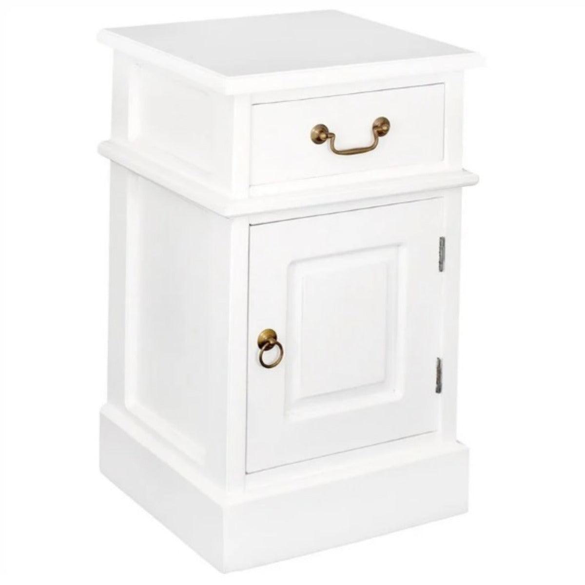 TASMANIA SOLID MAHOGANY TIMBER BEDSIDE TABLE, RIGHT HAND SIDE, WHITE - MyChocolateWood