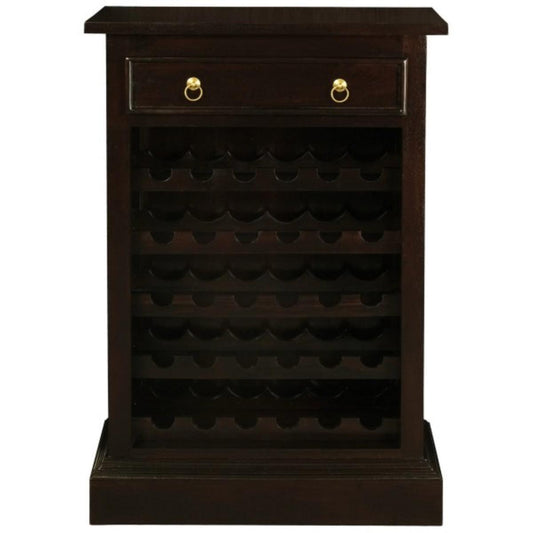 PEGASUS SOLID MAHOGANY TIMBER 30 BOTTLE WINERACK W/ 1 DRAWER- CHOCOLATE - MyChocolateWood