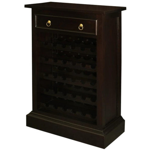 PEGASUS SOLID MAHOGANY TIMBER 30 BOTTLE WINERACK W/ 1 DRAWER- CHOCOLATE - MyChocolateWood