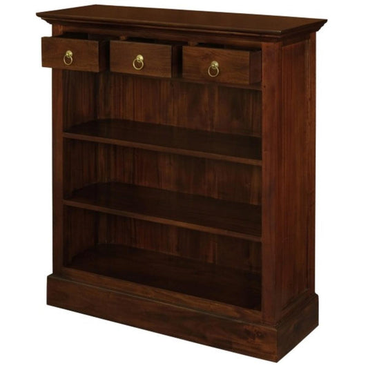 ADELAIDE SOLID MAHOGANY TIMBER 3 DRAWERS & 3 SHELVES BOOKCASE IN MAHOGANY - MyChocolateWood