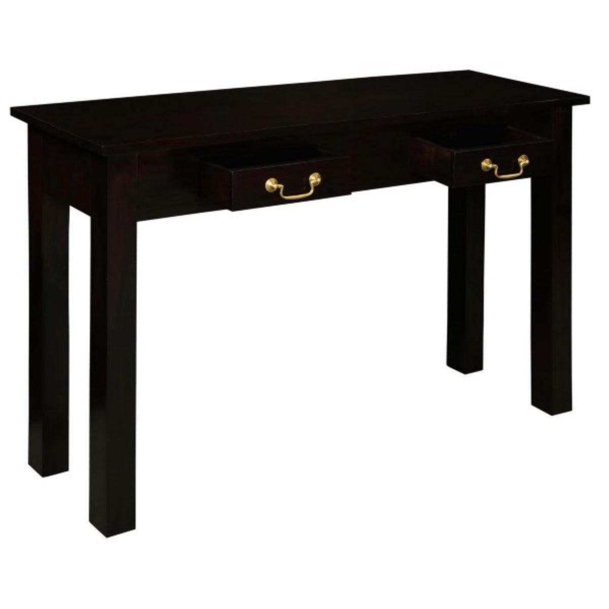 STRAIGHT LEG SOLID MAHOGANY TIMBER CONSOLE TABLE/ HALL TABLE WITH 2 DRAWERS IN CHOCOLATE 120CM - MyChocolateWood