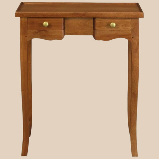 MANDY QUEEN ANN SOLID MAHOGANY 2 DRAWER HALL TABLE/CONSOLE TABLE IN LIGHT PECAN - MyChocolateWood