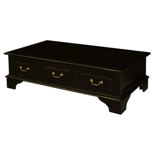 KLEVERSON SOLID MAHOGANY RECTANGULAR COFFEE TABLE 6 DRAWERS IN CHOCOLATE - MyChocolateWood