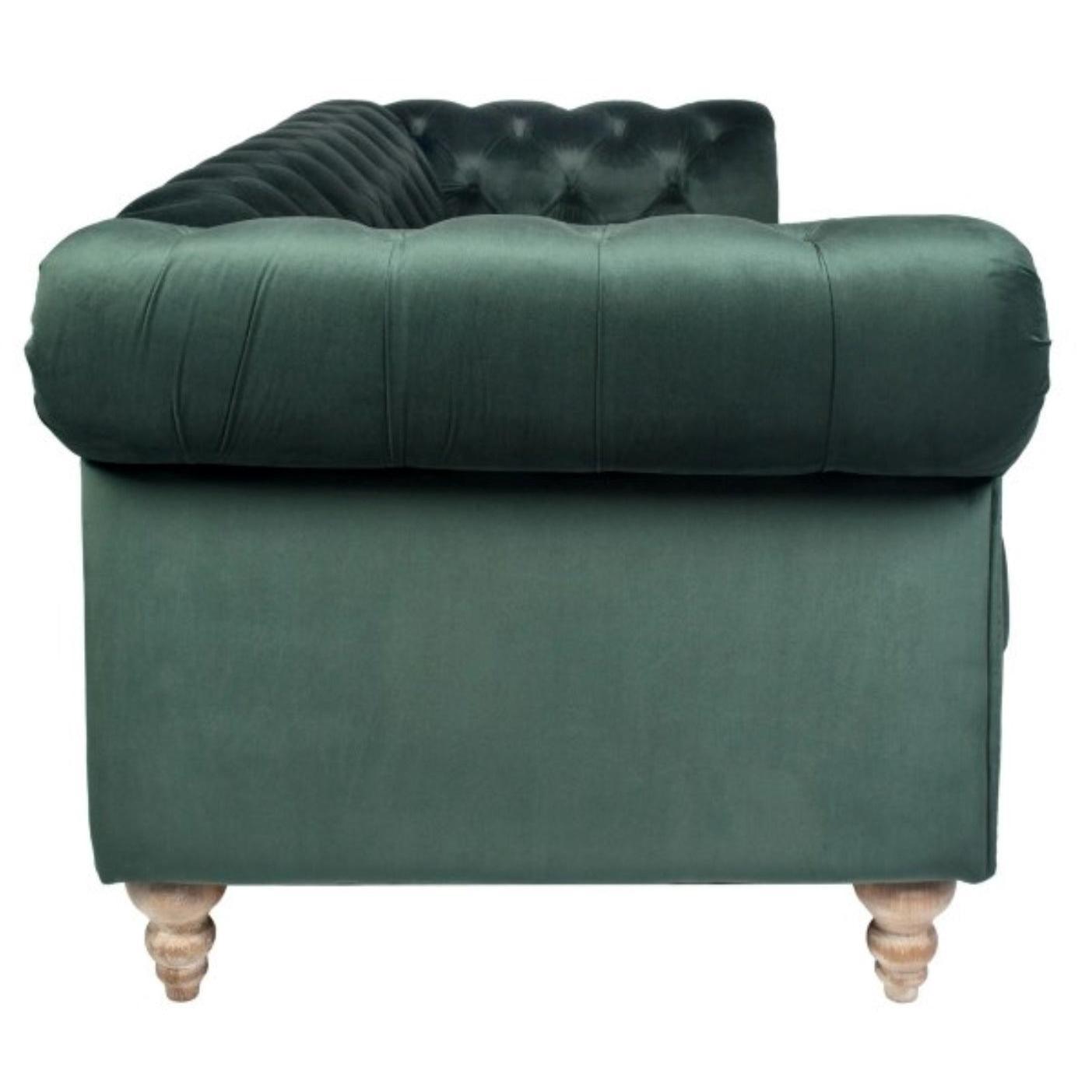 GOTCHA 3-SEATER CHESTERFIELD SOFA IN GREEN VELVET - MyChocolateWood