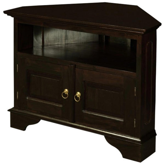 JEREMIAH CORNER SOLID MAHOGANY TV UNIT 2 DOORS/SHELF - CHOCOLATE - MyChocolateWood
