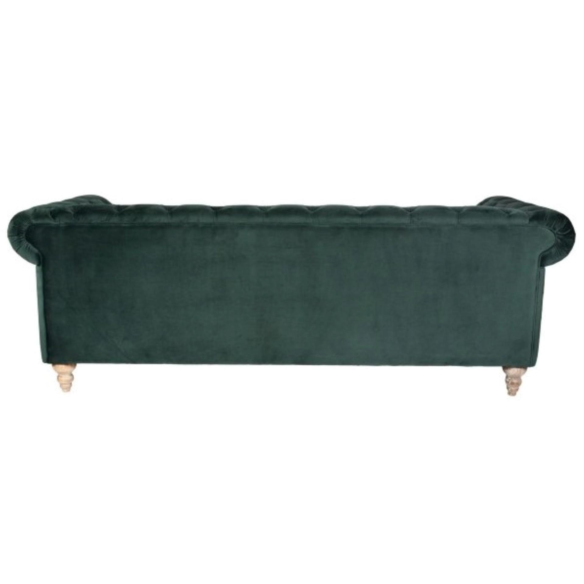 GOTCHA 3-SEATER CHESTERFIELD SOFA IN GREEN VELVET - MyChocolateWood