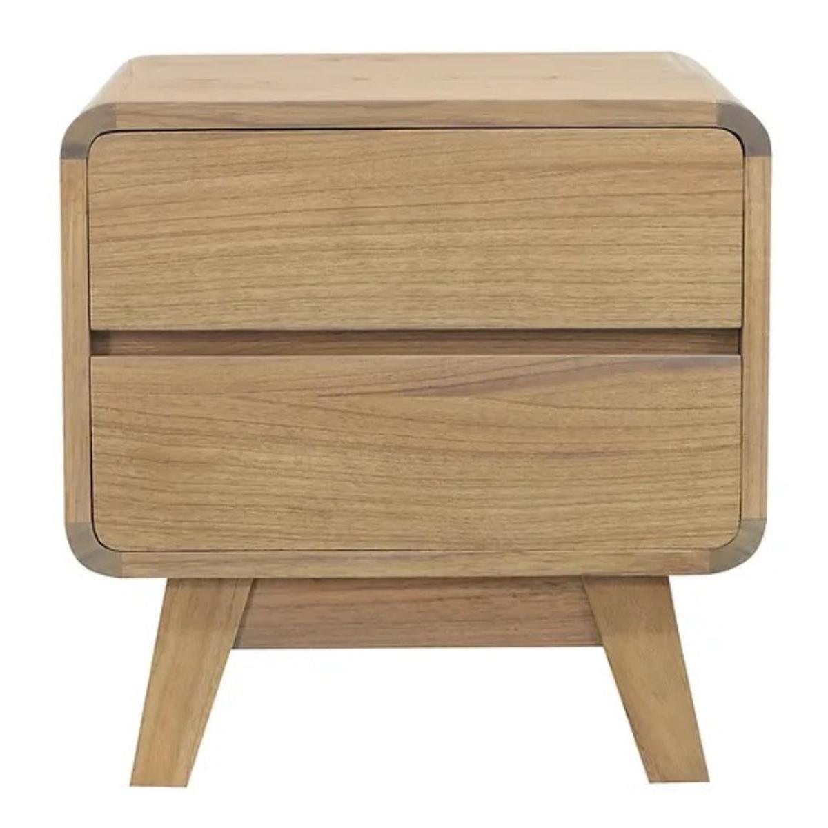 PROVIDENCE 2 DRAWER BEDSIDE TABLE IN WHITE CEDAR TIMBER (MINDI WOOD)