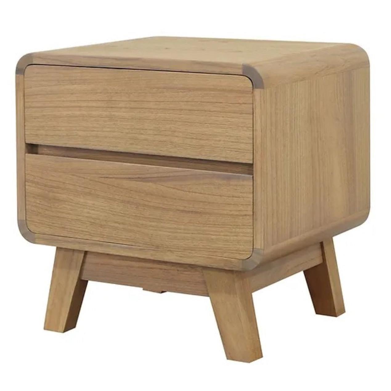 PROVIDENCE 2 DRAWER BEDSIDE TABLE IN WHITE CEDAR TIMBER (MINDI WOOD)