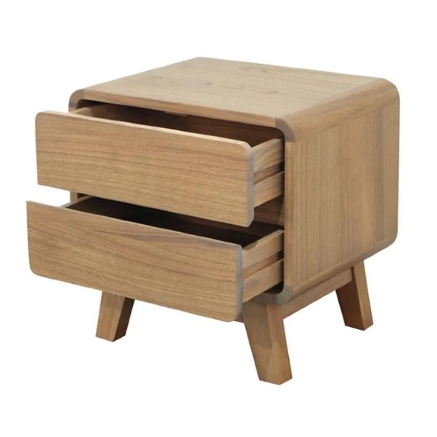PROVIDENCE 2 DRAWER BEDSIDE TABLE IN WHITE CEDAR TIMBER (MINDI WOOD)