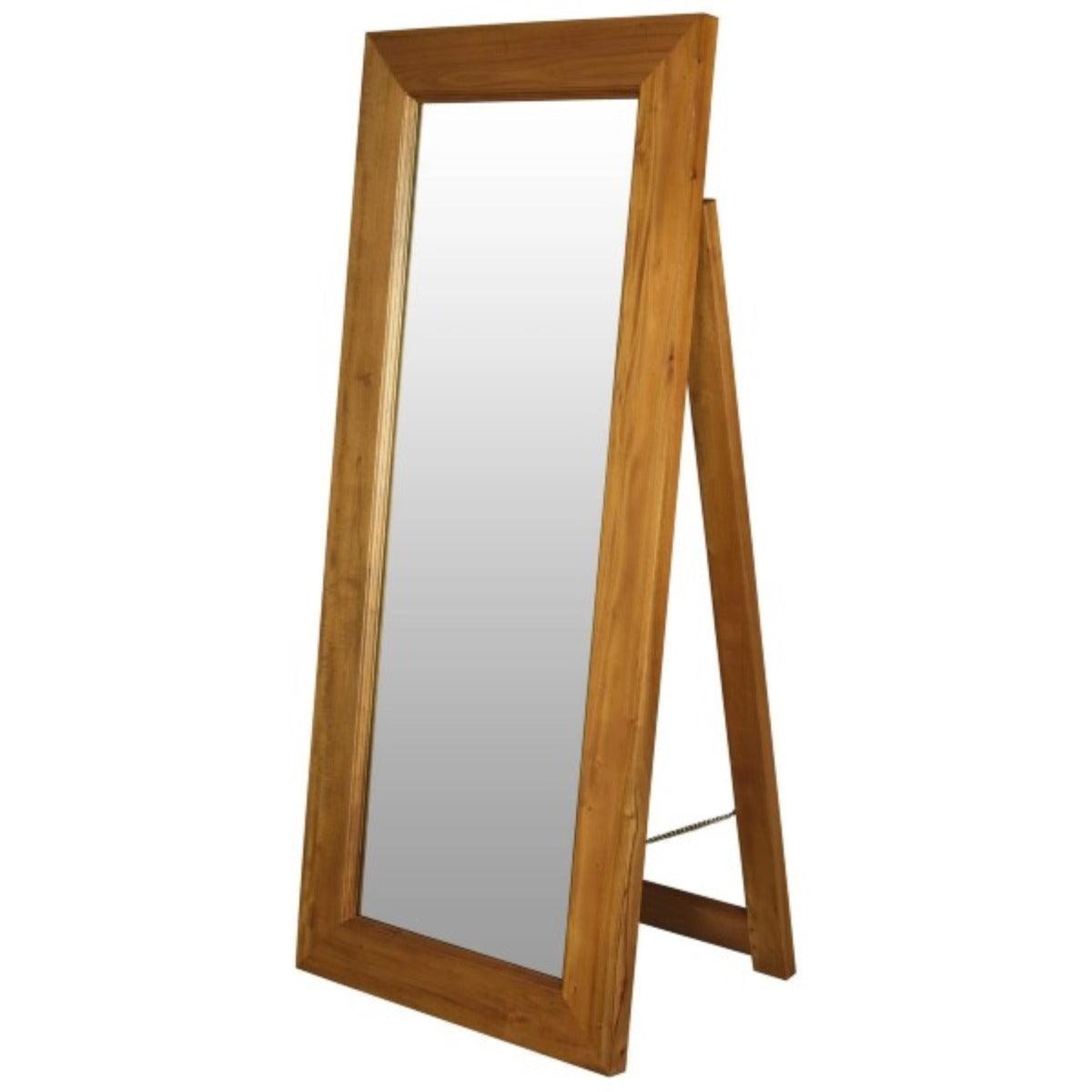GARDINER SOLID MAHOGANY TIMBER FRAME FREE STANDING MIRROR IN LIGHT PECAN
