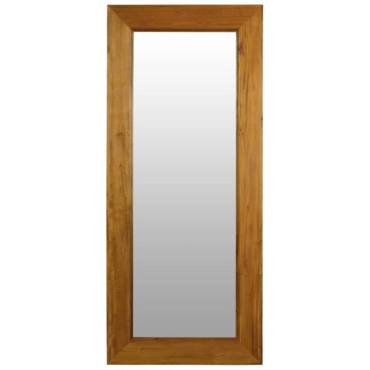 GARDINER SOLID MAHOGANY TIMBER FRAME FREE STANDING MIRROR IN LIGHT PECAN