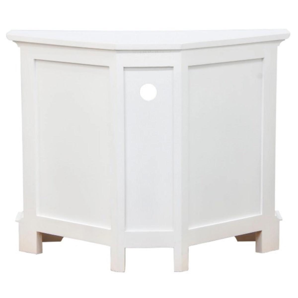 JEREMIAH CORNER SOLID MAHOGANY TV UNIT 2 DOORS/SHELF - WHITE - MyChocolateWood