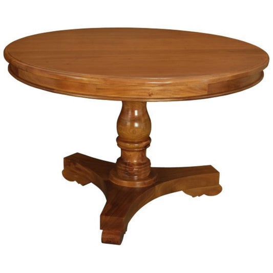 ROSMARIE QUEEN ANN ROUND DINING TABLE IN SOLID MAHOGANY 120CM - LIGHT PECAN - MyChocolateWood