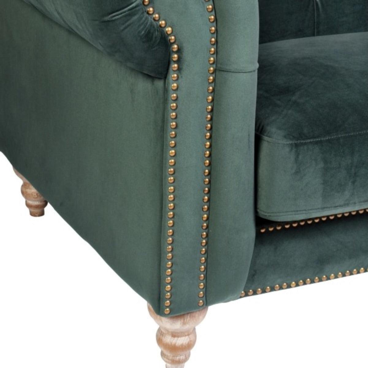 GOTCHA 3-SEATER CHESTERFIELD SOFA IN GREEN VELVET - MyChocolateWood