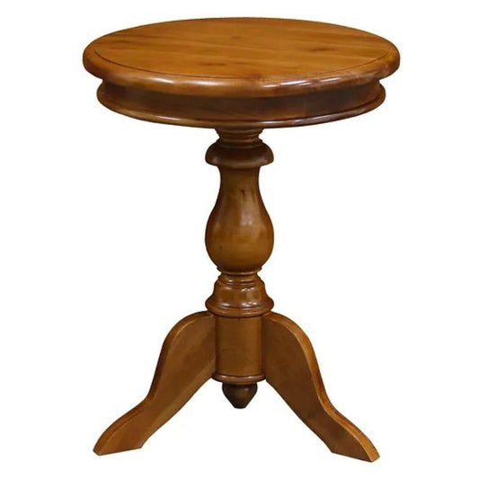 MOLA SOLID MAHOGANY ROUND SIDE/WINE TABLE LIGHT PECAN - MyChocolateWood