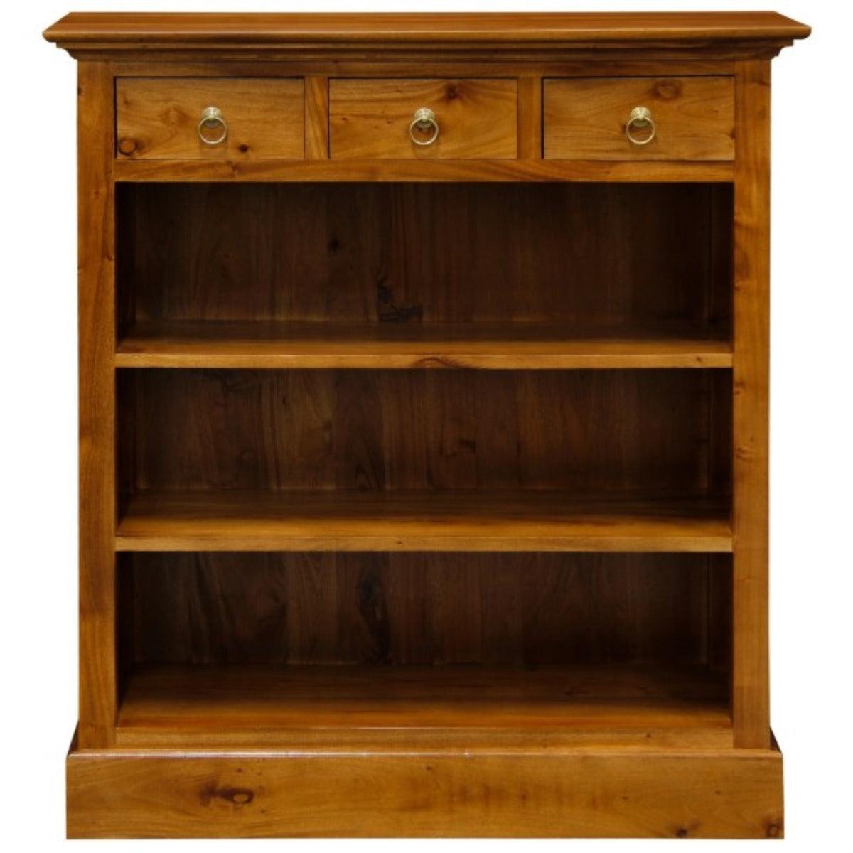 ADELAIDE SOLID MAHOGANY TIMBER 3 DRAWERS & 3 SHELVES BOOKCASE IN LIGHT PECAN - MyChocolateWood